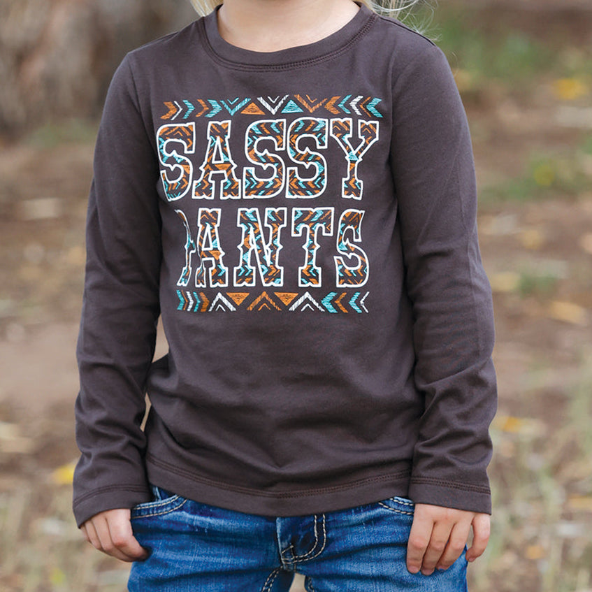 Cruel Girl's Toddler L/S "Sassy Pants" Graphic Tee in Brown