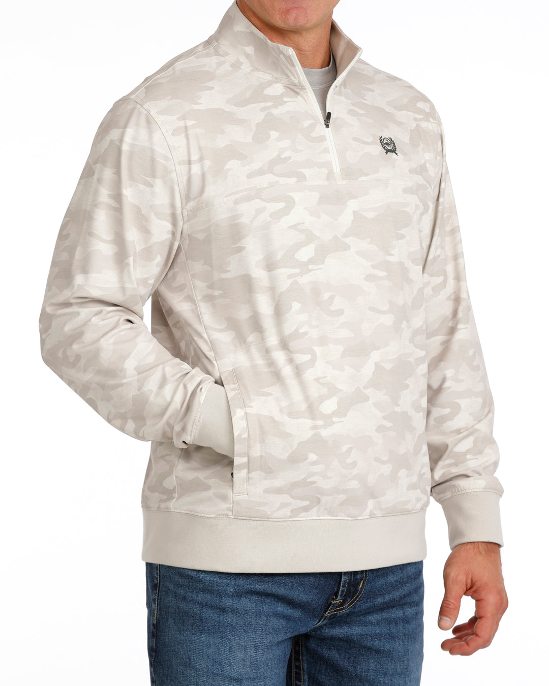 Cinch Men's 1/4 Zip in Grey Camo