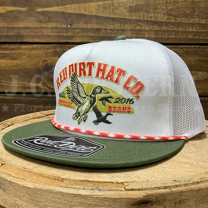 Red Dirt Hat Co. Fowl Play Hat in White/Olive