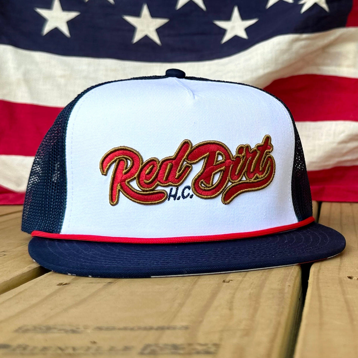 Red Dirt Hat Co. American Grit Hat in White/Navy