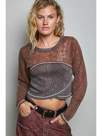 Women's Vintage Washed Crop Top in Cocoa