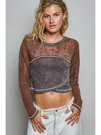 Women's Vintage Washed Crop Top in Cocoa