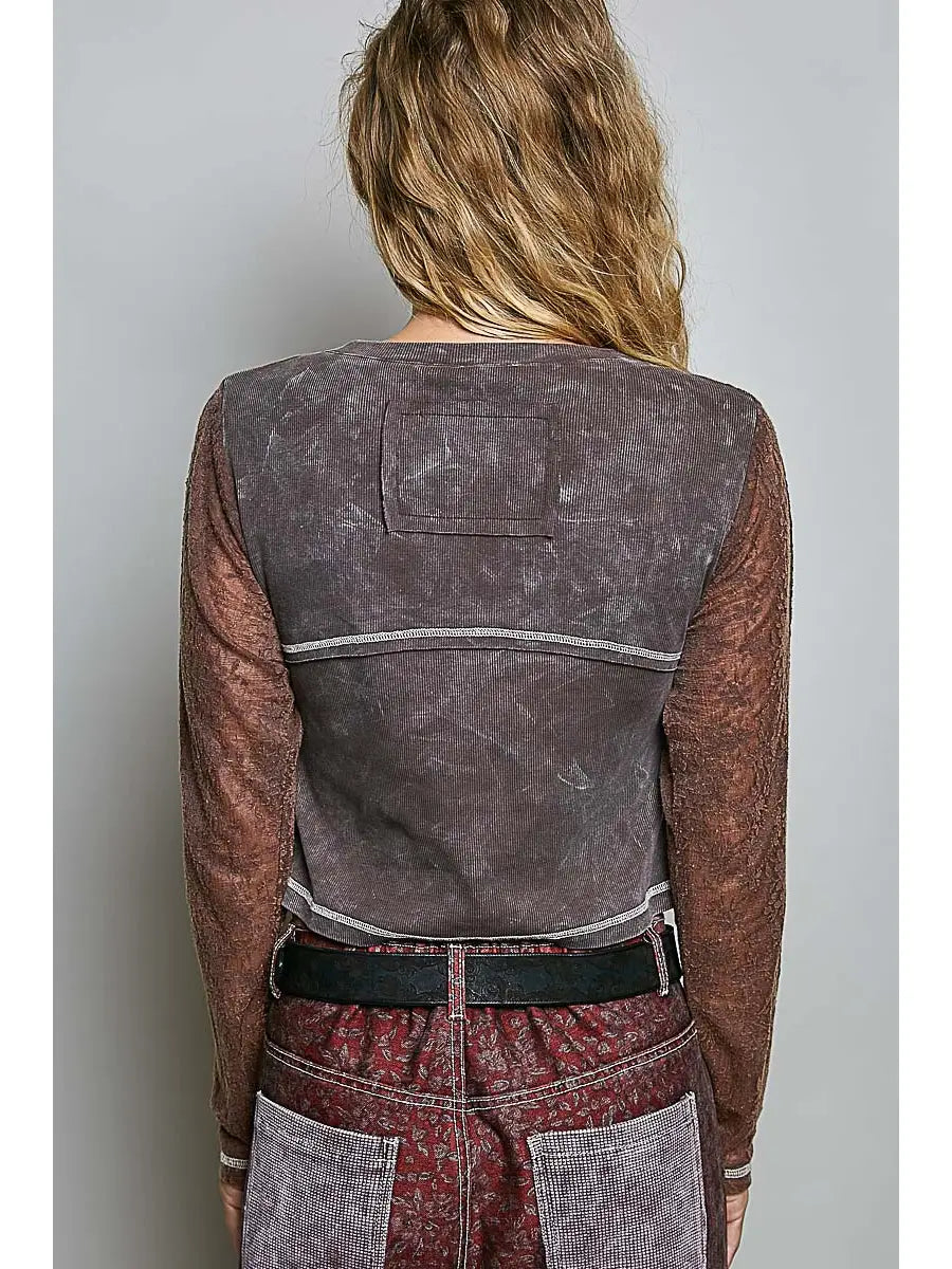 Women's Vintage Washed Crop Top in Cocoa