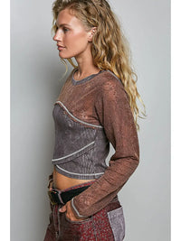 Women's Vintage Washed Crop Top in Cocoa