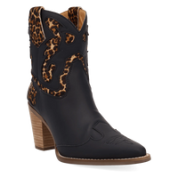 Dingo Women's Run Wild Leather Bootie in Leopard