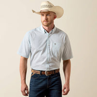 Ariat Men's S/S Wrinkle Free Welsh Classic Fit Button Down Shirt in White Multi Geo Print