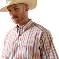 Ariat Men's S/S Pro Series Neil Classic Fit Shirt in Key Largo Blue Stripe