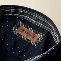 Ariat Men's S/S Willem Classic Fit Button Down Western Shirt in Black Mini Leaf Print