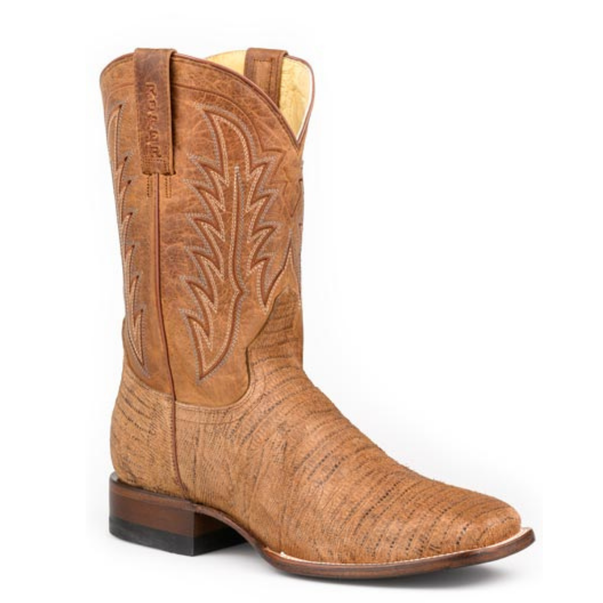 Roper Men's Leapin' Lizards Western Boot in Sueded Tan