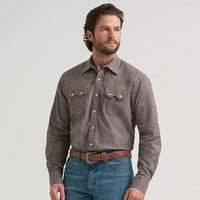 Wrangler Men's L/S Cody Johnson Two Pocket Snap Shirt in Black Olive