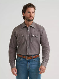Wrangler Men's L/S Cody Johnson Two Pocket Snap Shirt in Black Olive