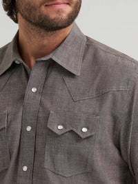 Wrangler Men's L/S Cody Johnson Two Pocket Snap Shirt in Black Olive