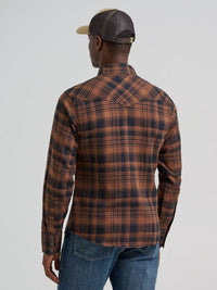 Wrangler Retro Men's L/S Flannel Western Snap Shirt in Sable