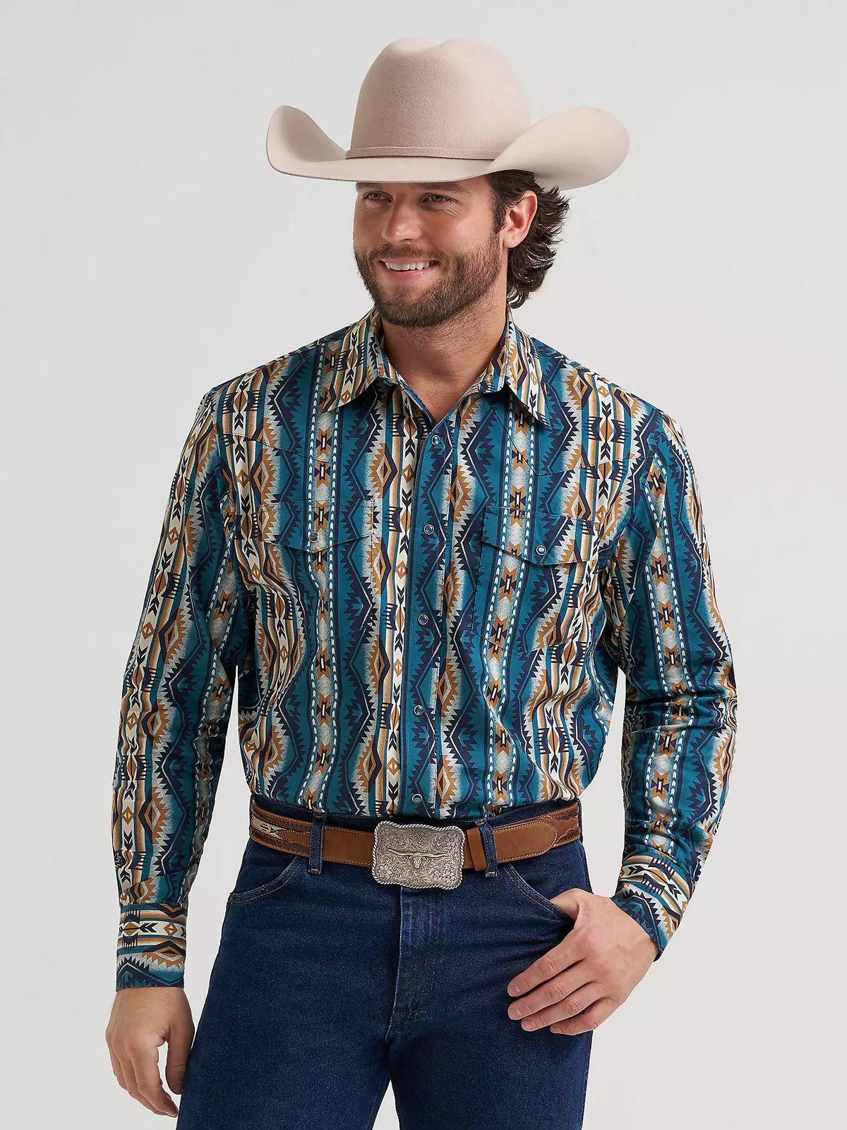 Wrangler Men's Checotah L/S Western Snap Shirt in High Desert