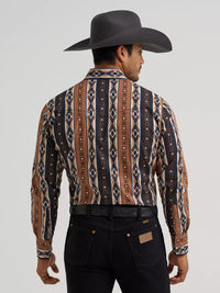 Wrangler Men's Checotah L/S Western Snap Shirt in Mocha