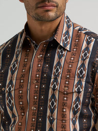 Wrangler Men's Checotah L/S Western Snap Shirt in Mocha