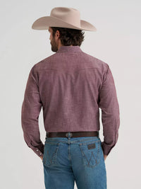 Wrangler Men's L/S Cody Johnson Two Pocket Snap Shirt in Maroon