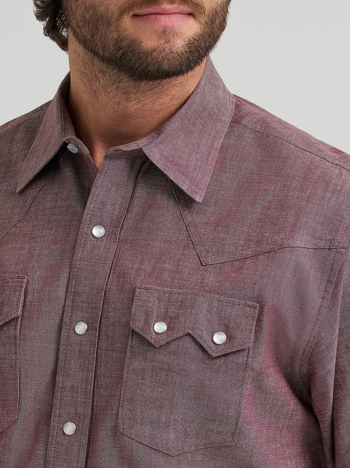 Wrangler Men's L/S Cody Johnson Two Pocket Snap Shirt in Maroon