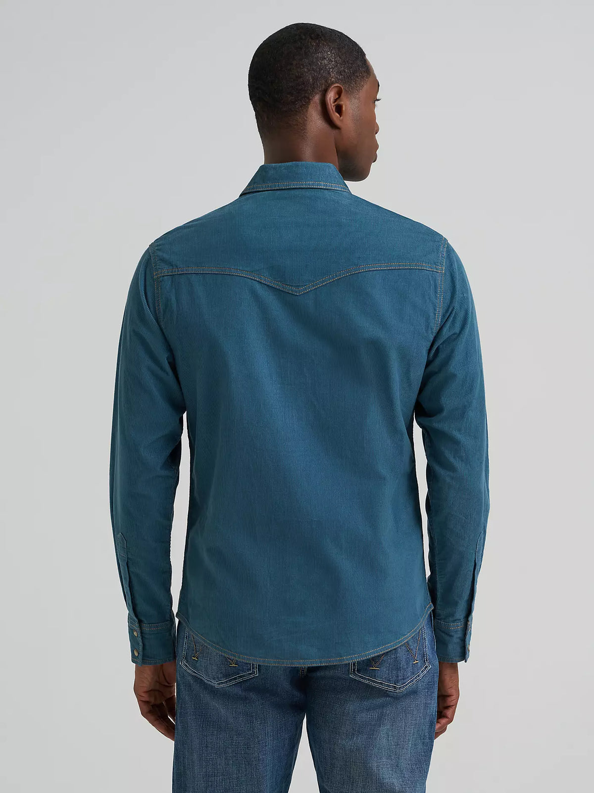Wrangler Retro® Men's L/S Premium Western Snap Corduroy Shirt in Indigo Ink