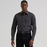 Wrangler Retro® Men's L/S Sawtooth Western Snap Shirt in Obsidian Chain