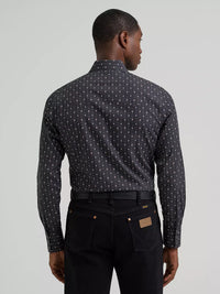 Wrangler Retro® Men's L/S Sawtooth Western Snap Shirt in Obsidian Chain