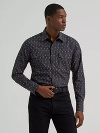Wrangler Retro® Men's L/S Sawtooth Western Snap Shirt in Obsidian Chain