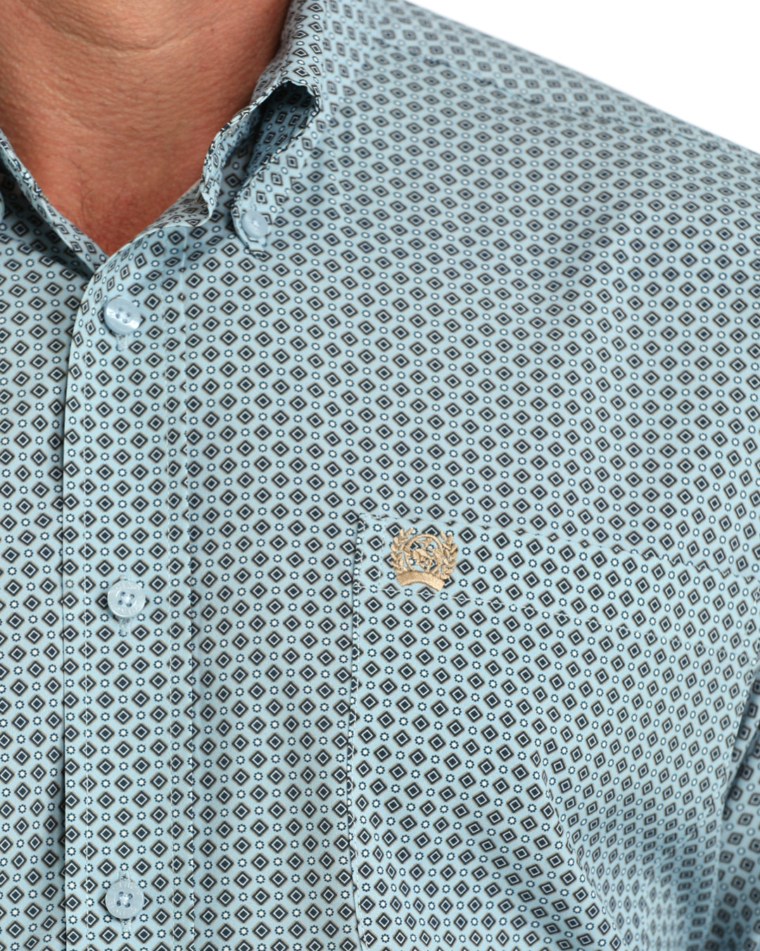 Cinch Men's L/S Arenaflex Print Western Button Down Shirt in Light Blue
