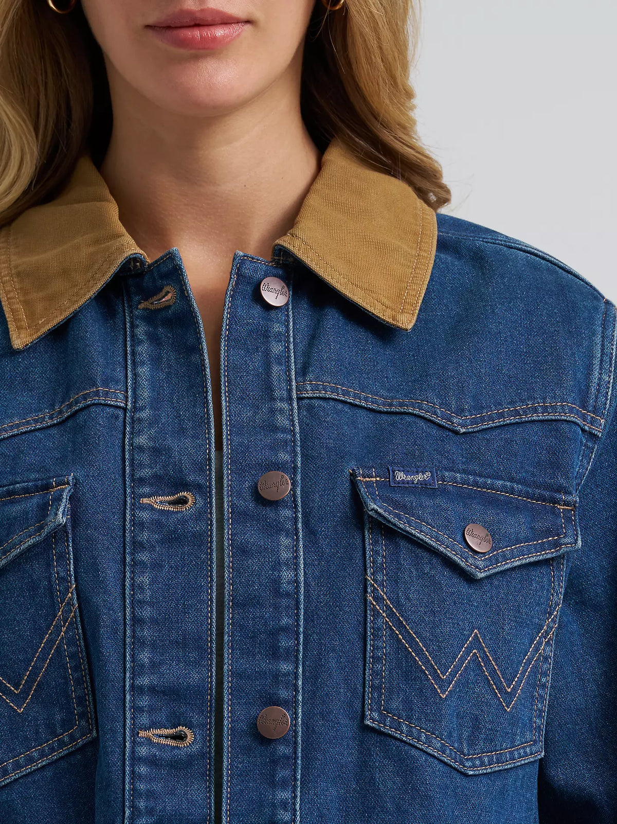 Wrangler Women's Denim Cinched Waist Barn Jacket in Denim