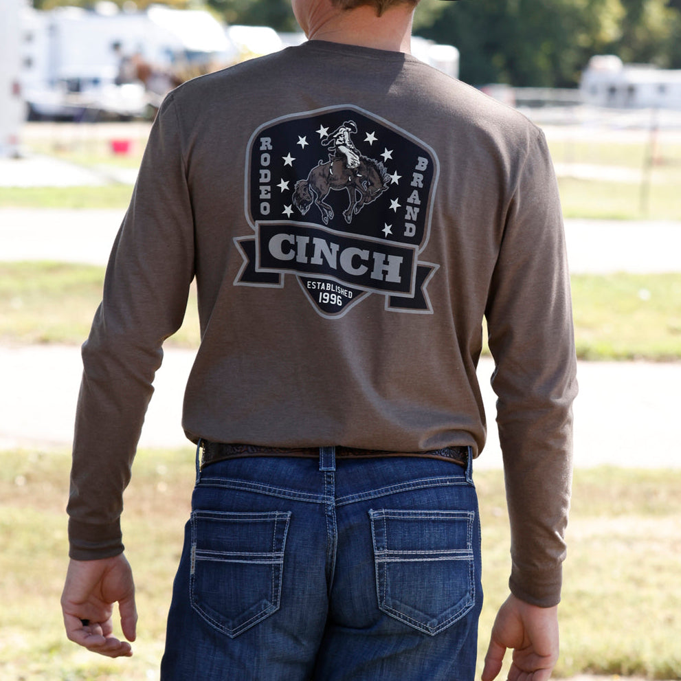 Cinch Men's L/S Rodeo Brand Graphic Logo T-Shirt in Brown