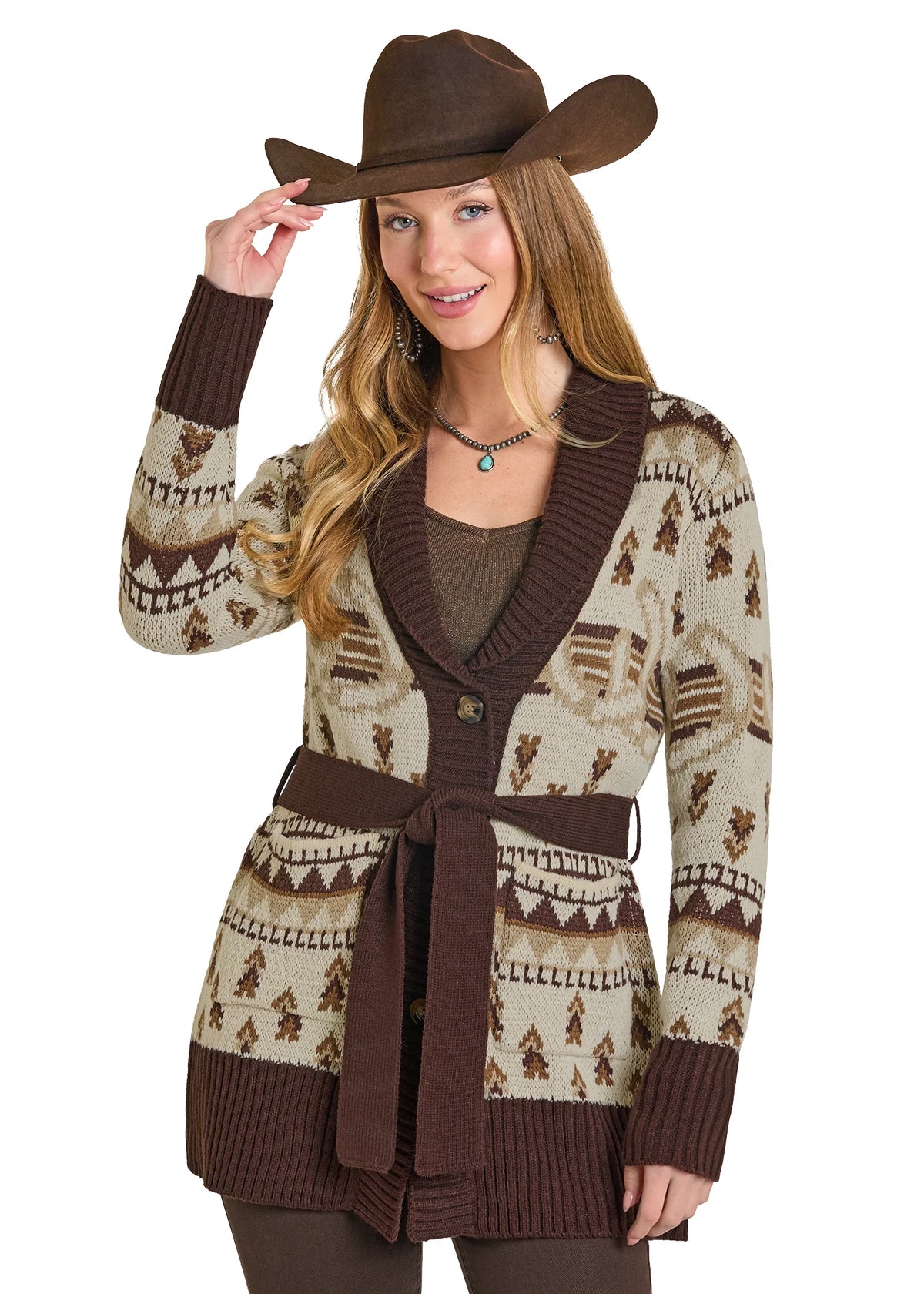 Panhandle Slim Women's Horseshoe Sweater in Taupe