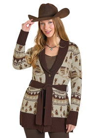 Panhandle Slim Women's Horseshoe Sweater in Taupe