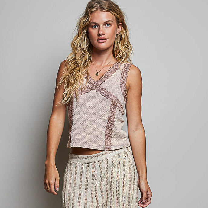 Women's Vintage Washed Tank in Cocoa Mauve