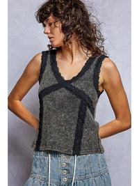 Women's Vintage Washed Tank in Stone Black