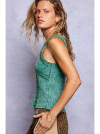 Women's Vintage Washed Tank in Pine Green