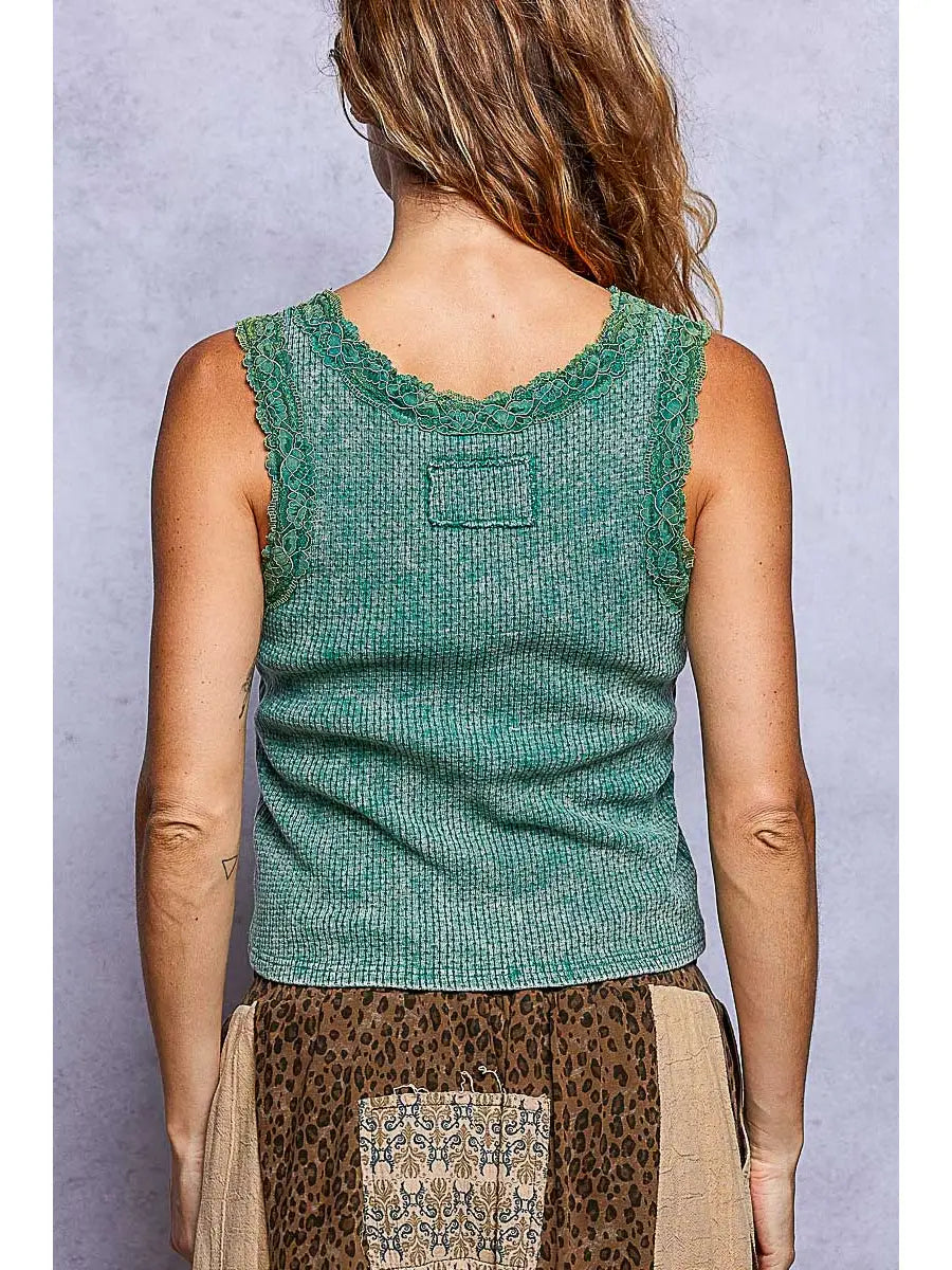 Women's Vintage Washed Tank in Pine Green