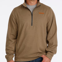 Cinch Men's Logo Half Zip Pullover in Brown
