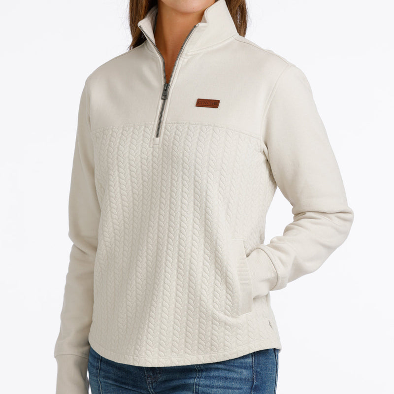 Cinch Women's 1/4 Zip Pullover Jacket in Cream