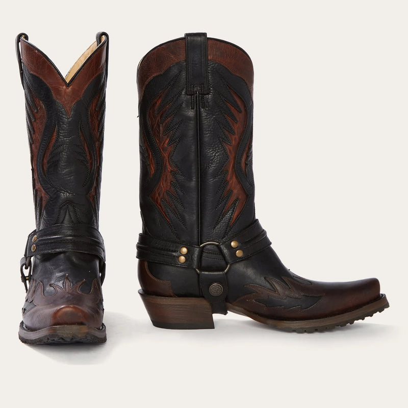 Stetson Men's Biker Outlaw Cowboy Boot in Brown/Black