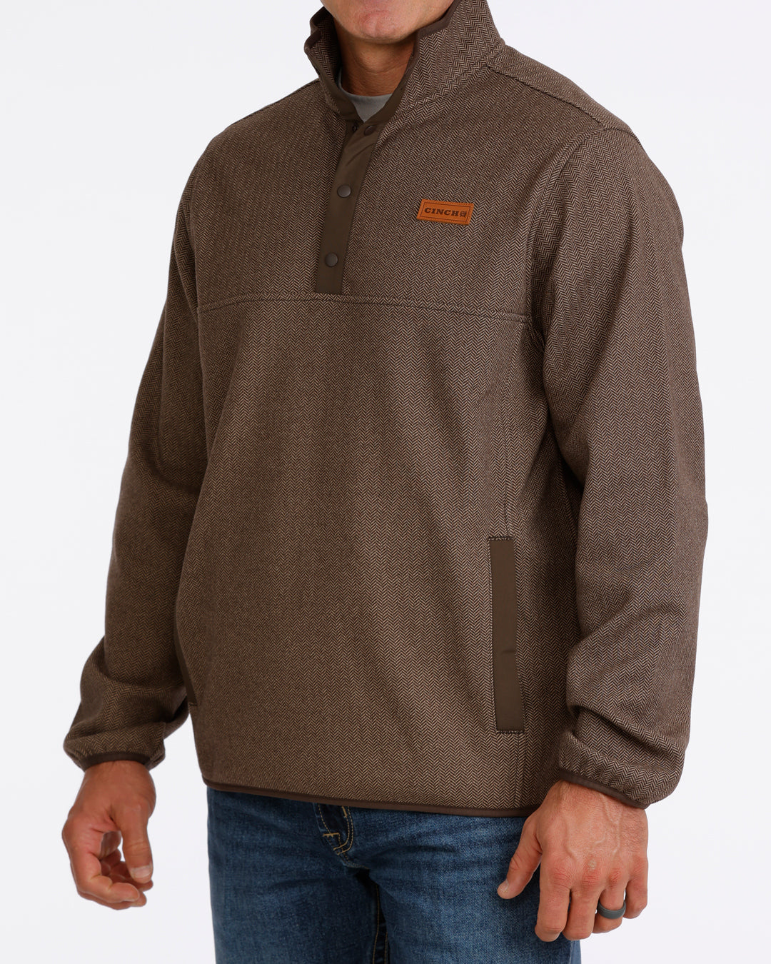 Cinch Men's Quarter Snap Fleece Pullover in Brown