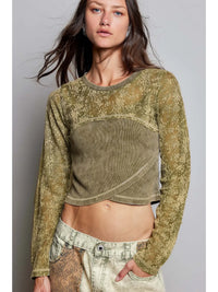Women's Vintage Washed Crop Top in Olive