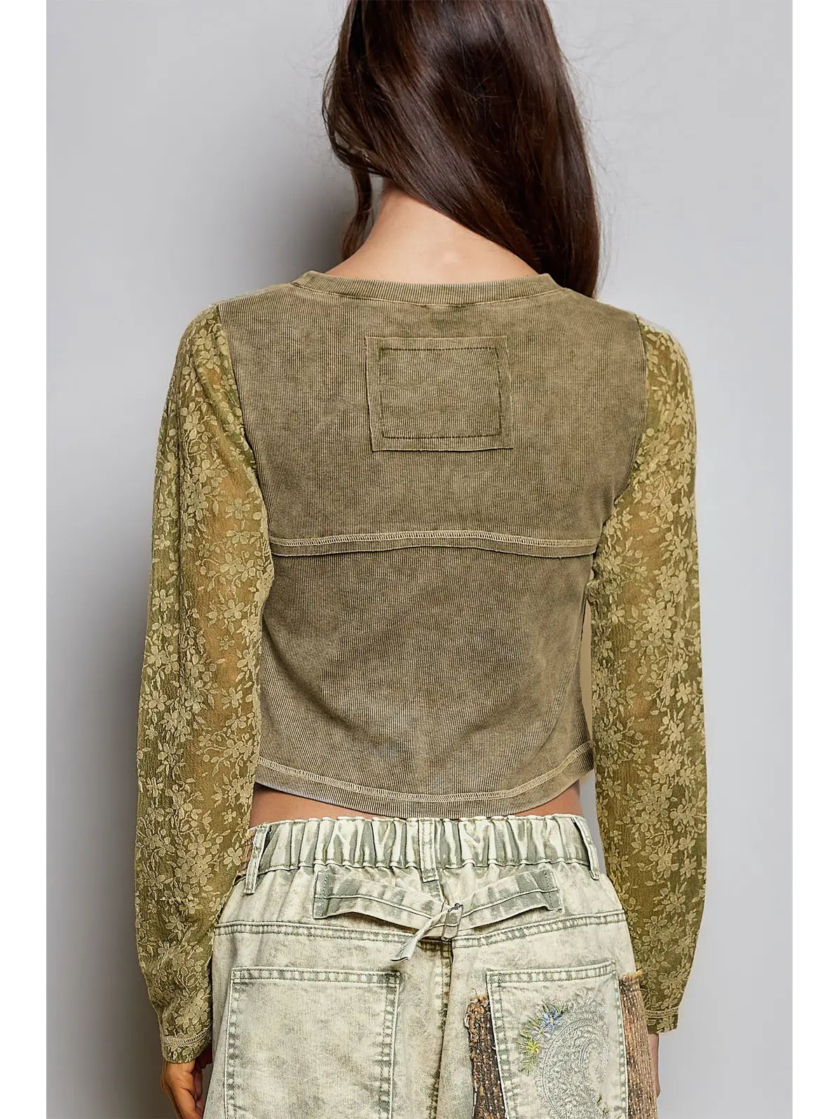Women's Vintage Washed Crop Top in Olive