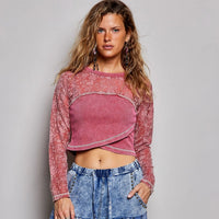 Women's Vintage Washed Crop Top in Dried Rose