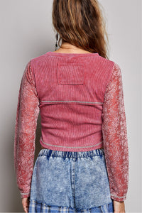 Women's Vintage Washed Crop Top in Dried Rose