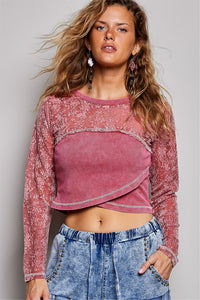 Women's Vintage Washed Crop Top in Dried Rose