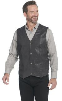 Cripple Creek by Circle S Men's Suede Leather Vest in Antique Black