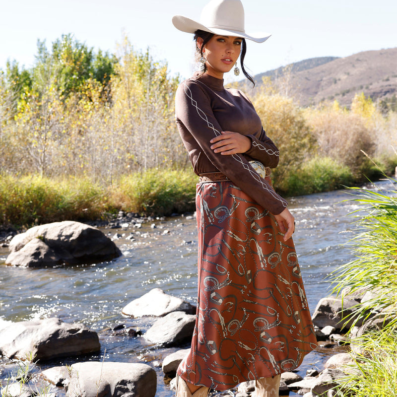 Cruel Women's Midi Skirt in Burgundy