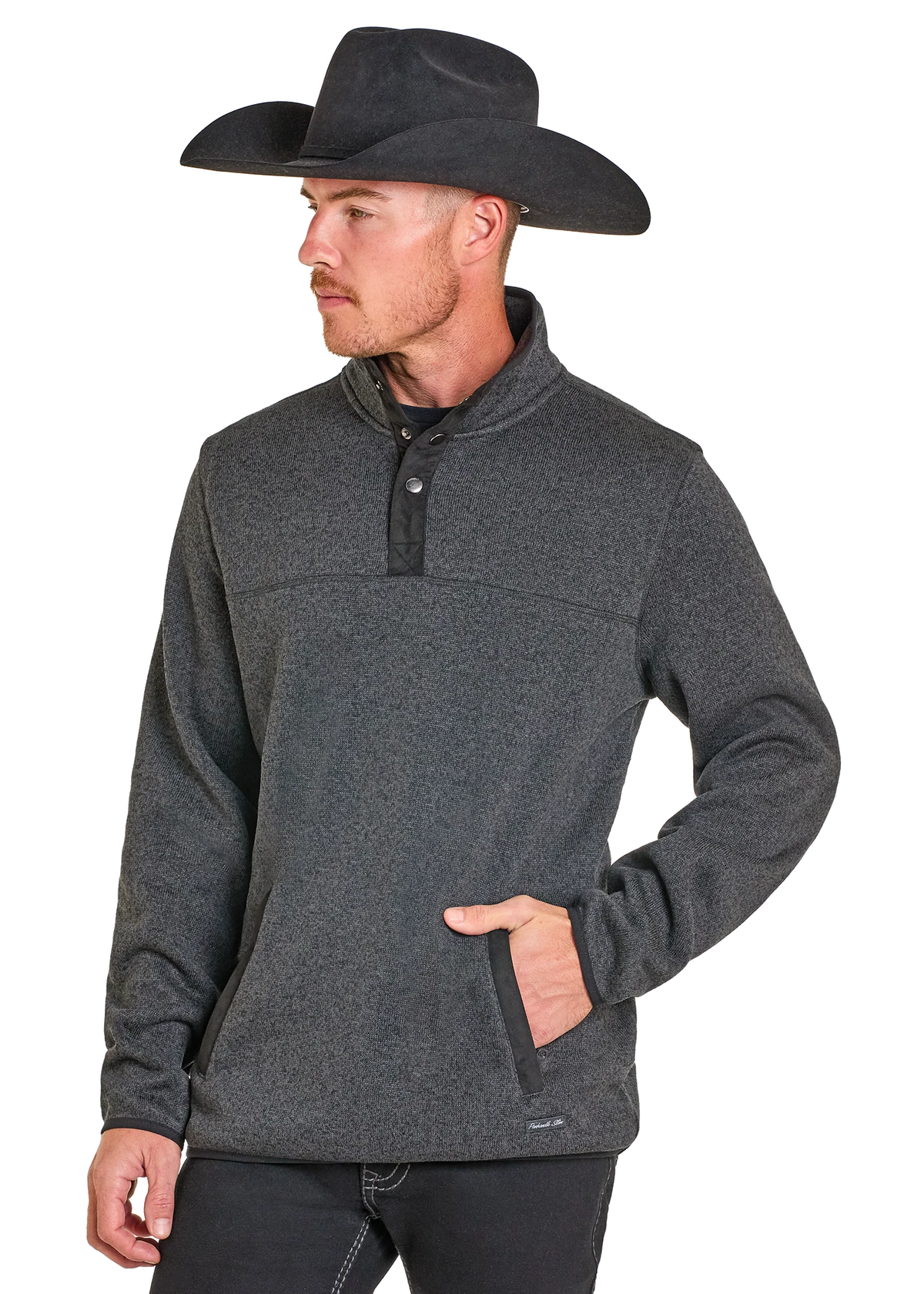 Panhandle Slim Men's Melange Henley Pullover in Black