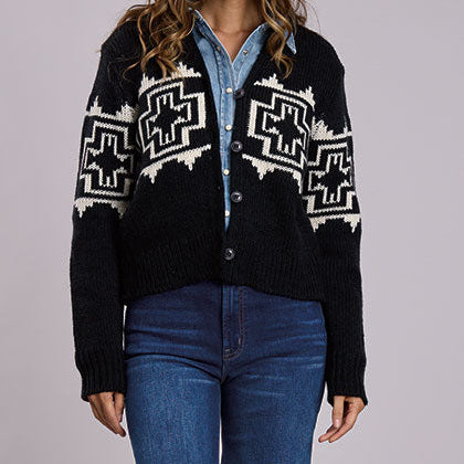 Stetson Women's Button Front Cardigan in Black