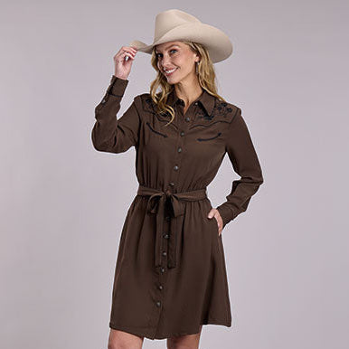 Stetson Women's Embroidered Dress in Brown