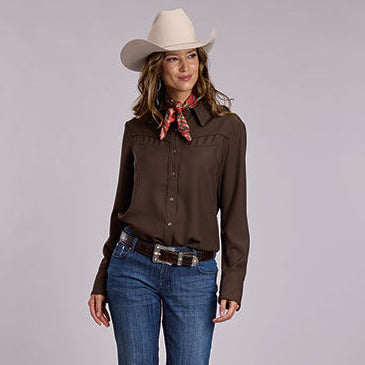 Stetson Women's L/S Western Snap Shirt in Brown